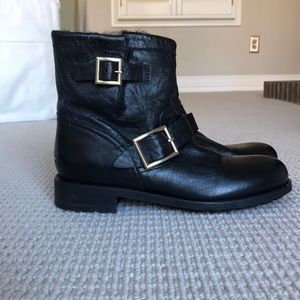 Jimmy Choo Black Fur-lined Leather Biker Boots